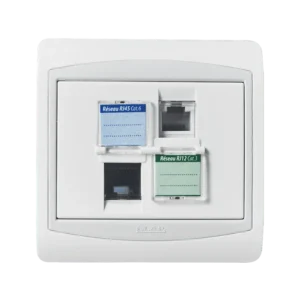 Double prise RJ45 CAT.6 + Prise RJ12 CAT.3 + obturateurs
