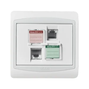 Prise mixte RJ45 CAT.5e + Prise RJ12 CAT.3 + obturateurs