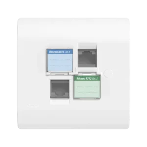 Prise mixte RJ45 CAT.6 + Prise RJ12 CAT.3 + obturateurs