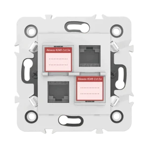 Double prise RJ45 CAT.5e + obturateurs