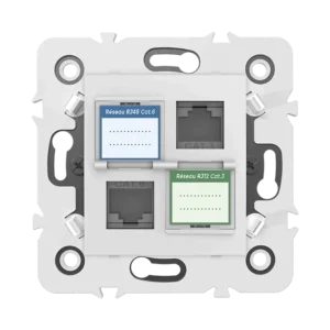 Prise mixte RJ45 CAT.6 + Prise RJ12 CAT.3 + obturateurs