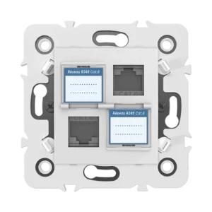 Double prise RJ45 CAT.6 + obturateurs