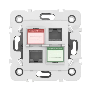 Prise mixte RJ45 CAT.5e + Prise RJ12 CAT.3 + obturateurs